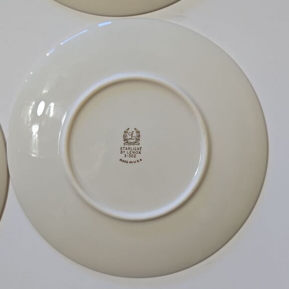 Lenox Starlight Small Floral Plates Set of 4 Appetizer Tidbits Dessert Gold Rim - Picture 7 of 11